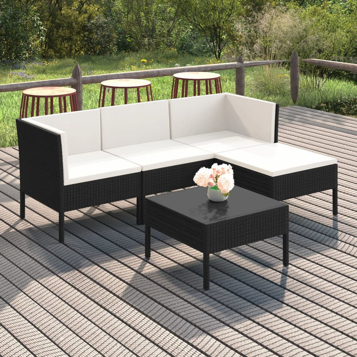 Set mobilier de grădină cu perne, 5 piese, negru, poliratan - WALTI WALTI