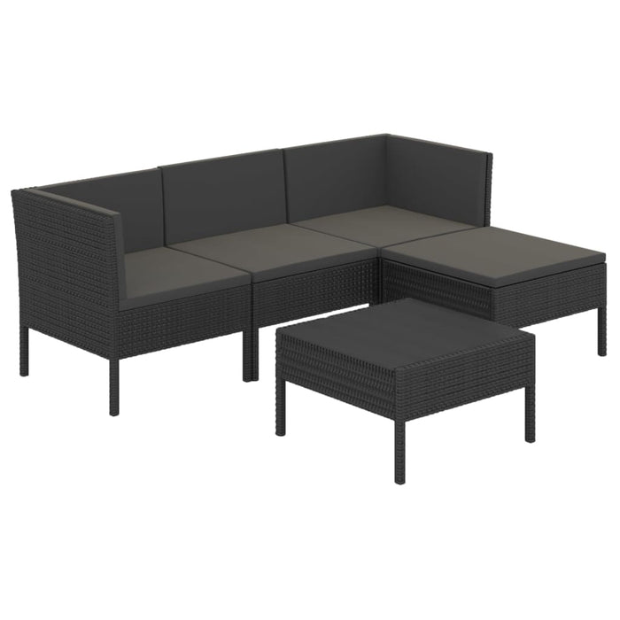 Set mobilier de grădină cu perne, 5 piese, negru, poliratan - WALTI WALTI