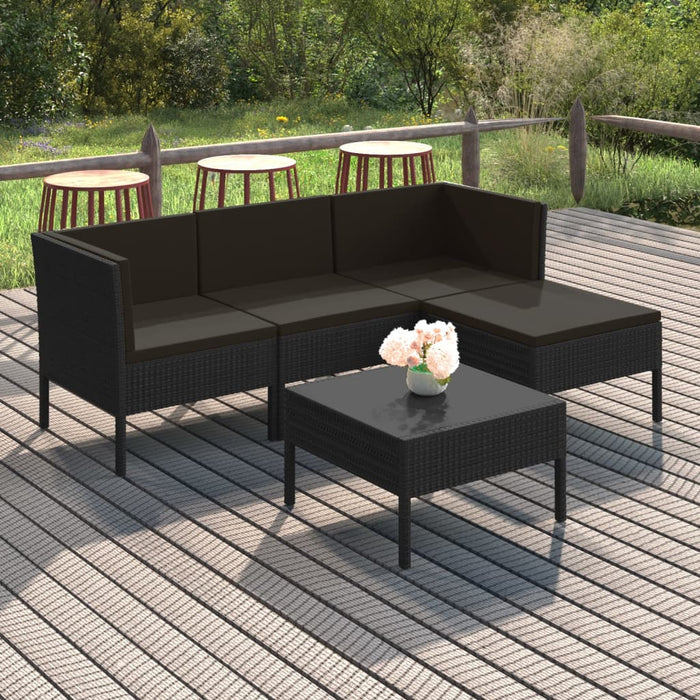 Set mobilier de grădină cu perne, 5 piese, negru, poliratan - WALTI WALTI