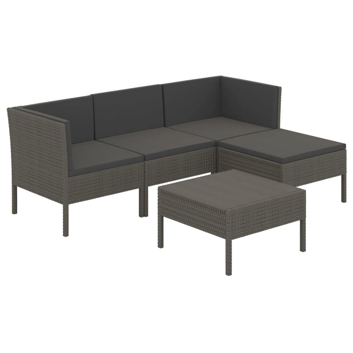 Set mobilier de grădină cu perne, 5 piese, gri, poliratan - WALTI WALTI