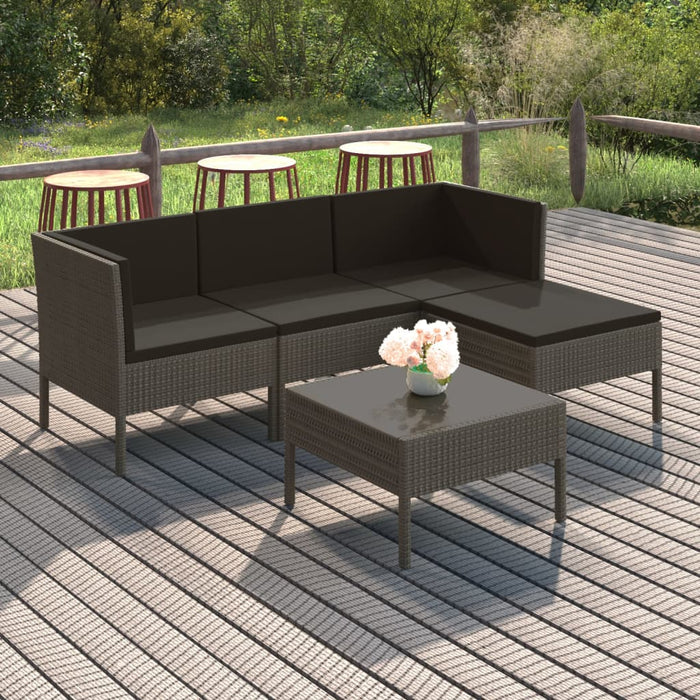 Set mobilier de grădină cu perne, 5 piese, gri, poliratan - WALTI WALTI