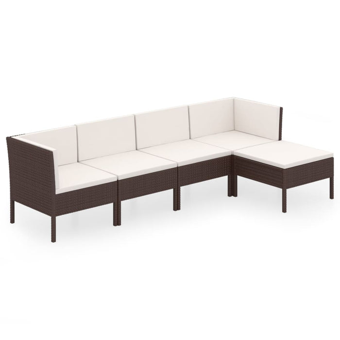 Set mobilier de grădină cu perne, 5 piese, maro, poliratan - WALTI WALTI