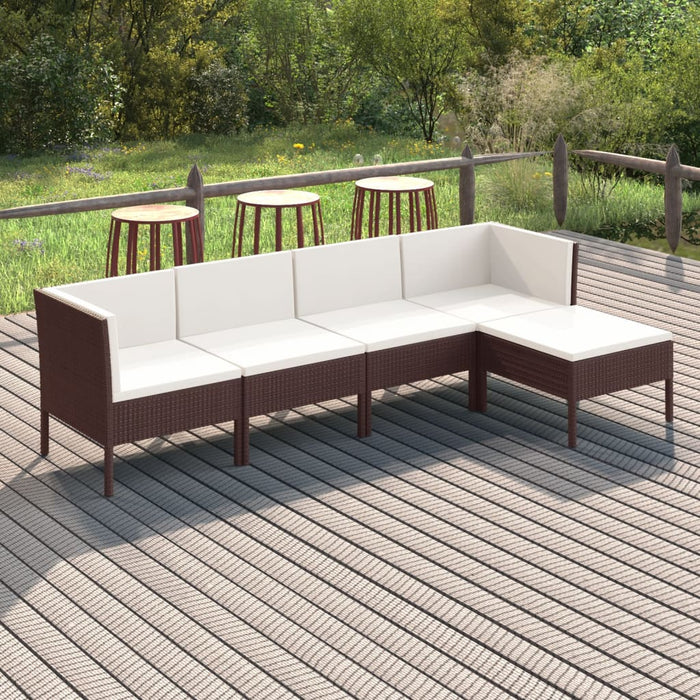 Set mobilier de grădină cu perne, 5 piese, maro, poliratan - WALTI WALTI