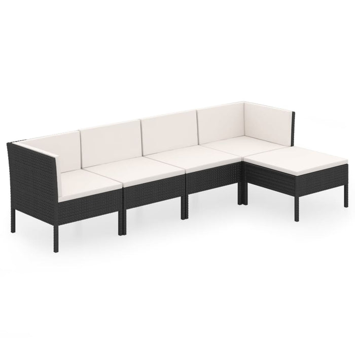 Set mobilier de grădină cu perne, 5 piese, negru, poliratan - WALTI WALTI