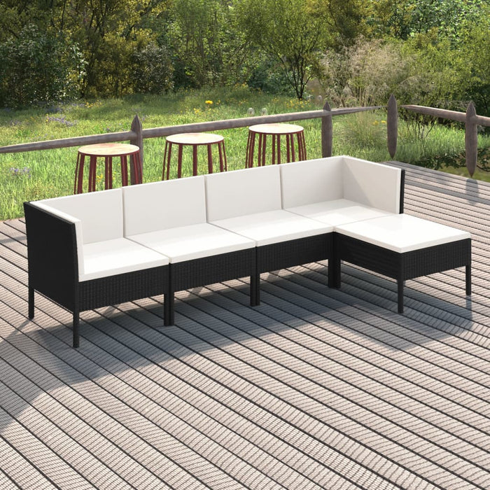 Set mobilier de grădină cu perne, 5 piese, negru, poliratan - WALTI WALTI