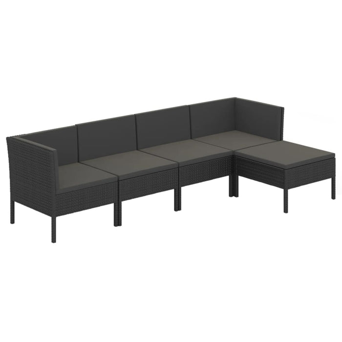 Set mobilier de grădină cu perne, 5 piese, negru, poliratan - WALTI WALTI