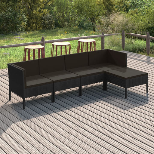 Set mobilier de grădină cu perne, 5 piese, negru, poliratan - WALTI WALTI