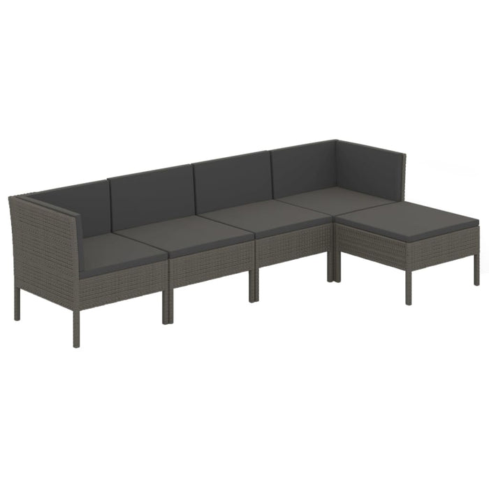 Set mobilier de grădină cu perne, 5 piese, gri, poliratan - WALTI WALTI