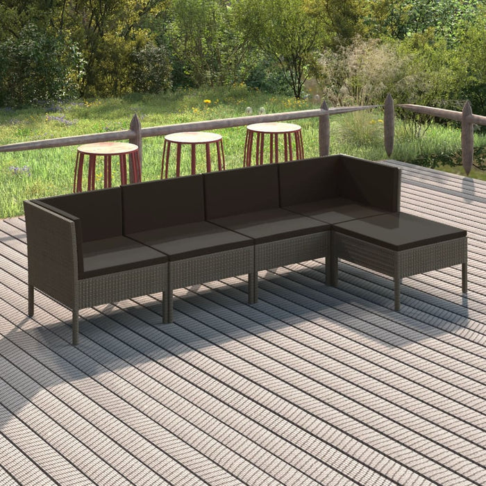Set mobilier de grădină cu perne, 5 piese, gri, poliratan - WALTI WALTI