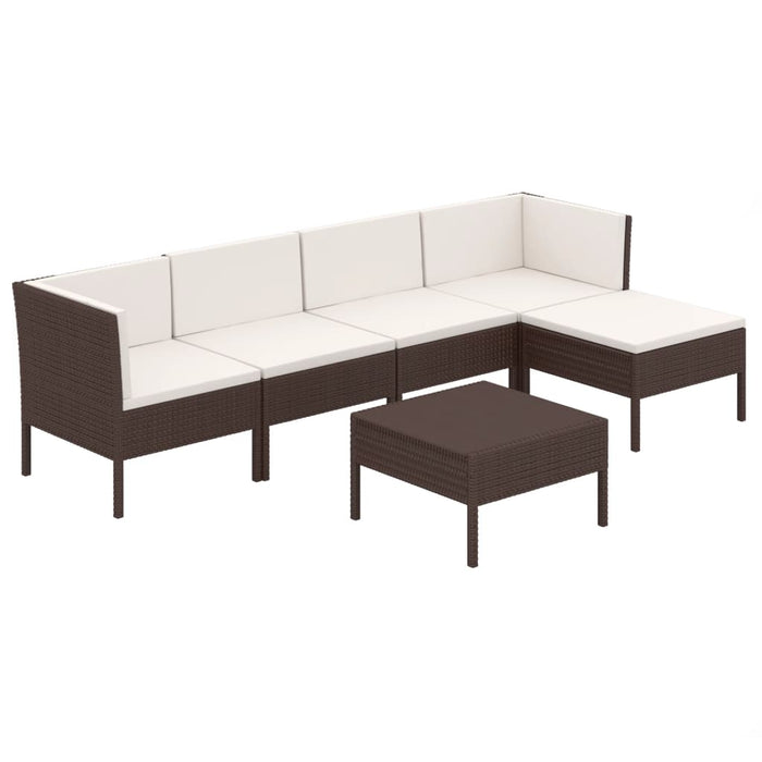 Set mobilier de grădină cu perne, 6 piese, maro, poliratan - WALTI WALTI