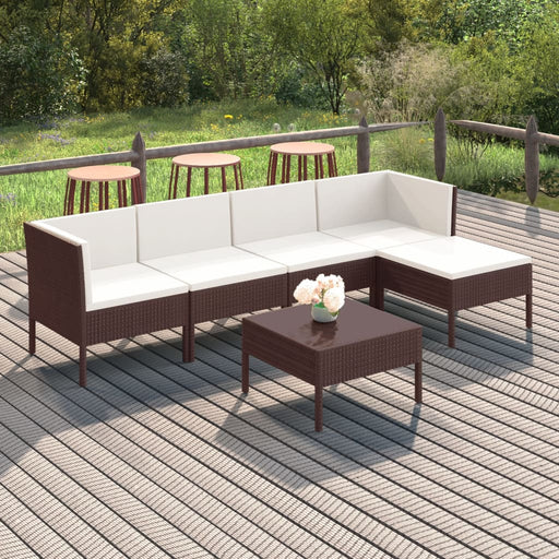Set mobilier de grădină cu perne, 6 piese, maro, poliratan - WALTI WALTI