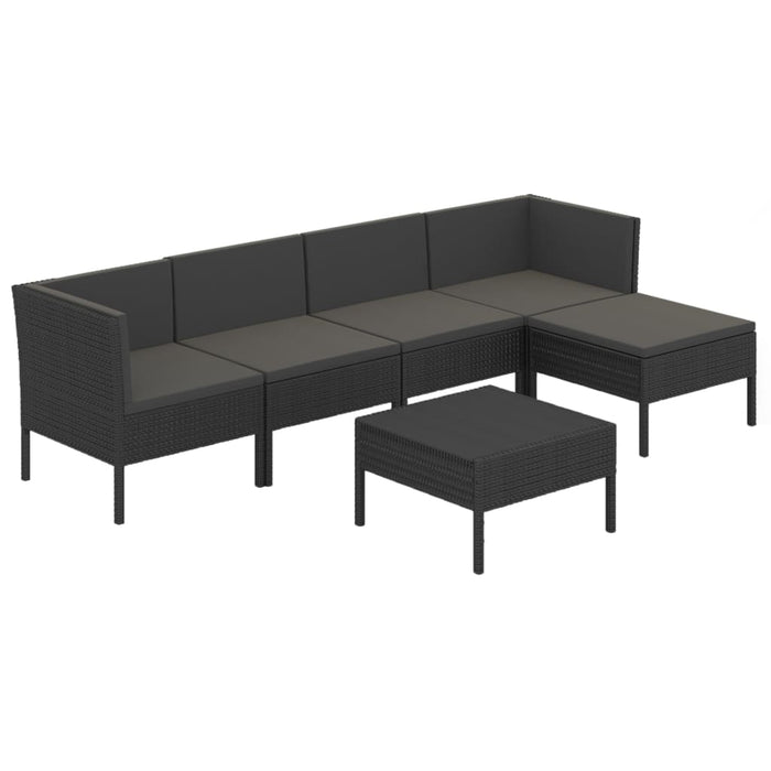Set mobilier de grădină cu perne, 6 piese, negru, poliratan - WALTI WALTI