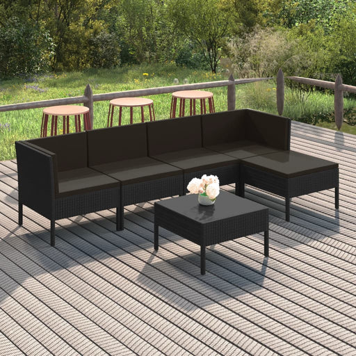 Set mobilier de grădină cu perne, 6 piese, negru, poliratan - WALTI WALTI