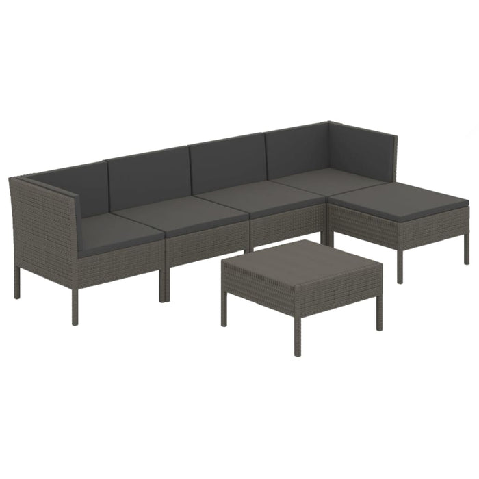 Set mobilier de grădină cu perne, 6 piese, gri, poliratan - WALTI WALTI