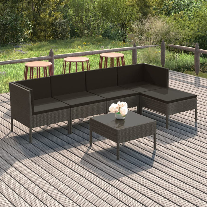 Set mobilier de grădină cu perne, 6 piese, gri, poliratan - WALTI WALTI