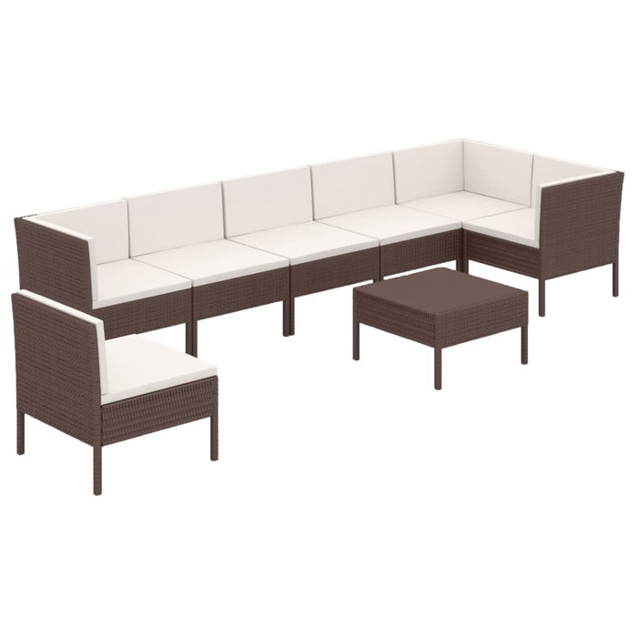 Set mobilier de grădină cu perne, 8 piese, maro, poliratan WALTI
