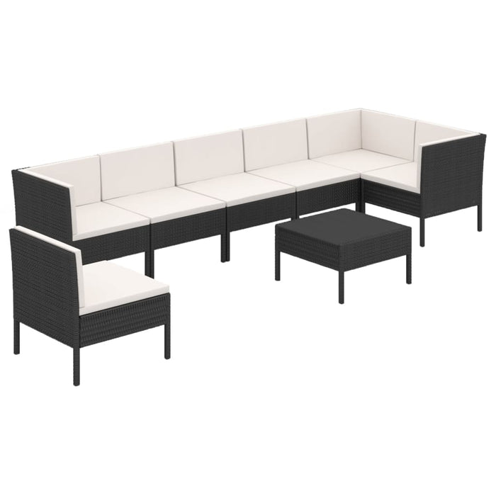 Set mobilier de grădină cu perne, 8 piese, negru, poliratan - WALTI WALTI