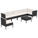 Set mobilier de grădină cu perne, 8 piese, negru, poliratan - WALTI WALTI