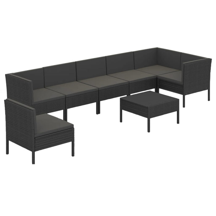 Set mobilier de grădină cu perne, 8 piese, negru, poliratan - WALTI WALTI
