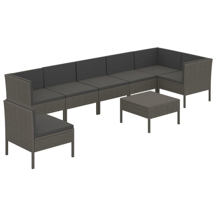 Set mobilier de grădină cu perne, 8 piese, gri, poliratan WALTI