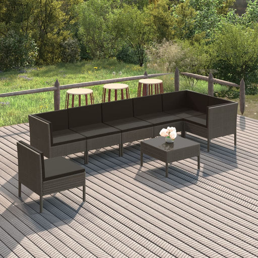 Set mobilier de grădină cu perne, 8 piese, gri, poliratan - WALTI WALTI