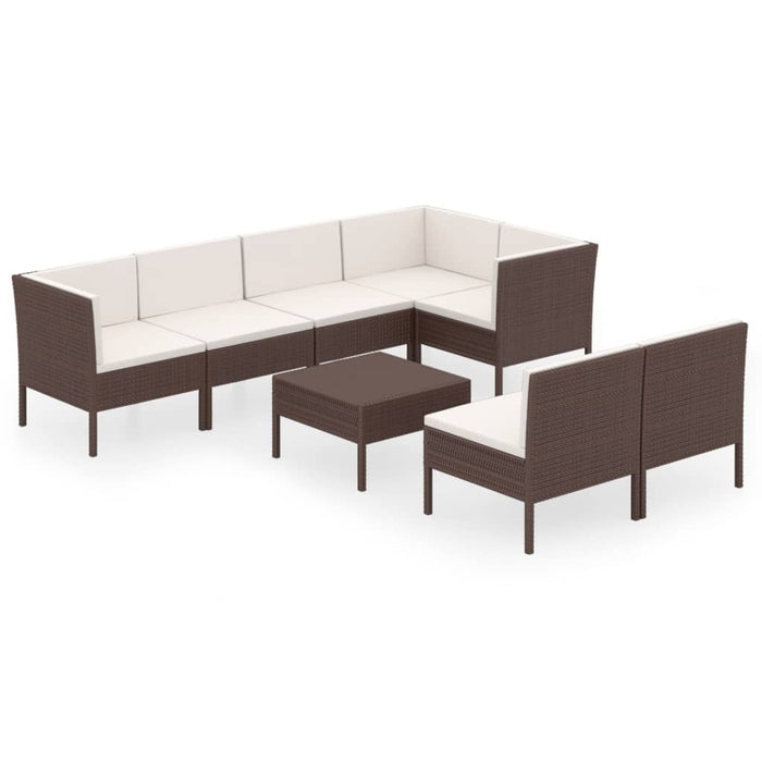 Set mobilier de grădină cu perne, 8 piese, maro, poliratan - WALTI WALTI