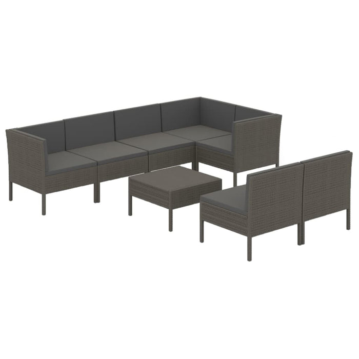 Set mobilier de grădină cu perne, 8 piese, gri, poliratan WALTI