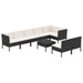 Set mobilier de grădină cu perne, 9 piese, negru, poliratan - WALTI WALTI