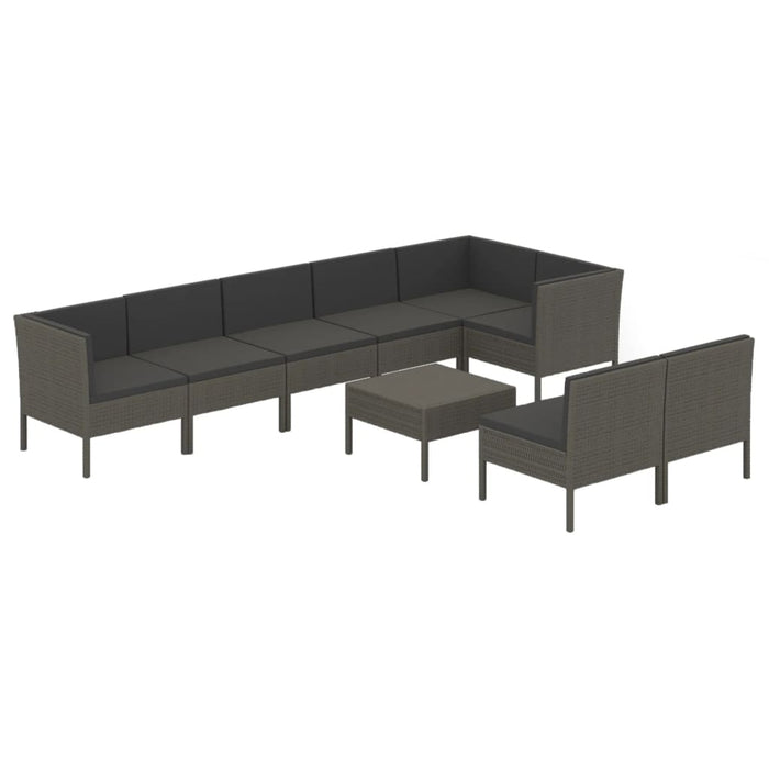 Set mobilier de grădină cu perne, 9 piese, gri, poliratan WALTI