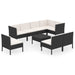 Set mobilier de grădină cu perne, 9 piese, negru, poliratan - WALTI WALTI