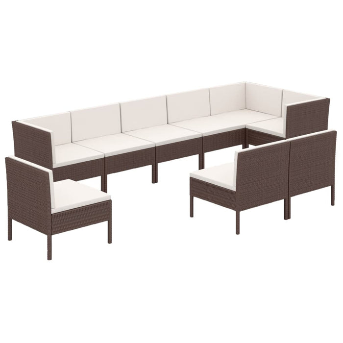 Set mobilier de grădină cu perne, 9 piese, maro, poliratan - WALTI WALTI