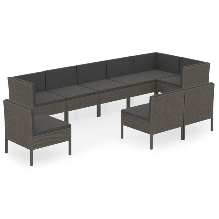 Set mobilier de grădină cu perne, 9 piese, gri, poliratan WALTI