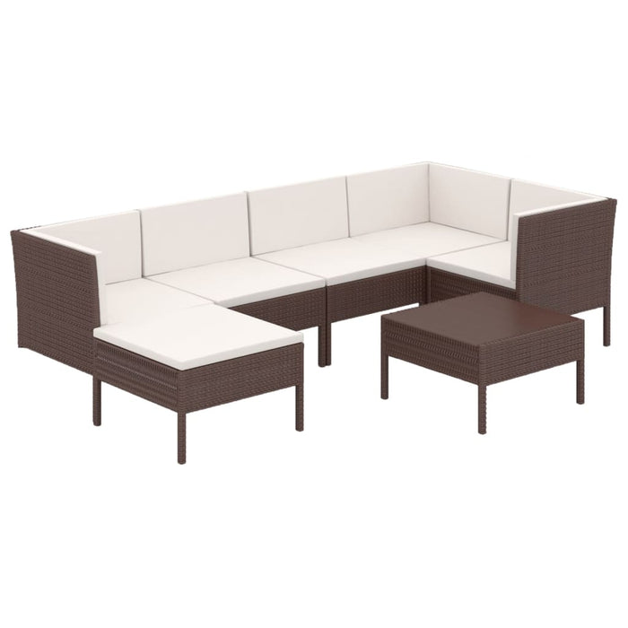 Set mobilier de grădină cu perne, 7 piese, maro, poliratan - WALTI WALTI