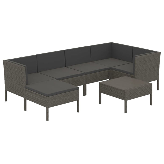 Set mobilier de grădină cu perne, 7 piese, gri, poliratan - WALTI WALTI