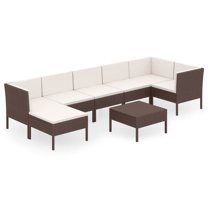 Set mobilier de grădină cu perne, 8 piese, maro, poliratan - WALTI WALTI