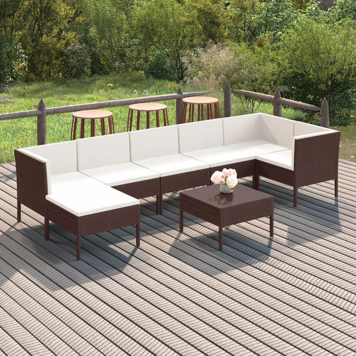 Set mobilier de grădină cu perne, 8 piese, maro, poliratan - WALTI WALTI
