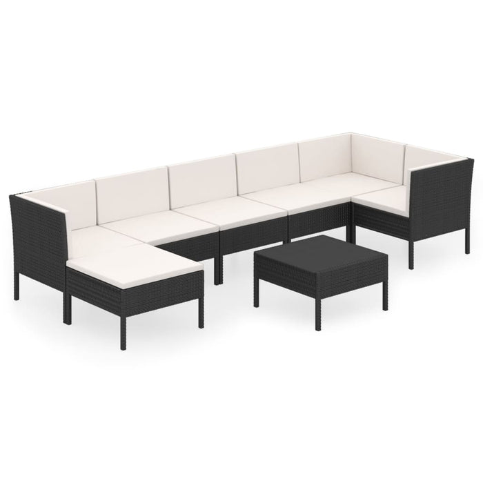 Set mobilier de grădină cu perne, 8 piese, negru, poliratan - WALTI WALTI