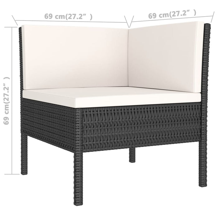 Set mobilier de grădină cu perne, 8 piese, negru, poliratan - WALTI WALTI