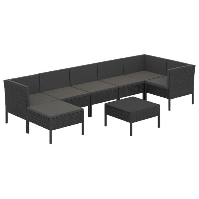 Set mobilier de grădină cu perne, 8 piese, negru, poliratan - WALTI WALTI