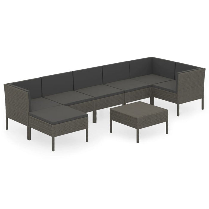 Set mobilier de grădină cu perne, 8 piese, gri, poliratan - WALTI WALTI