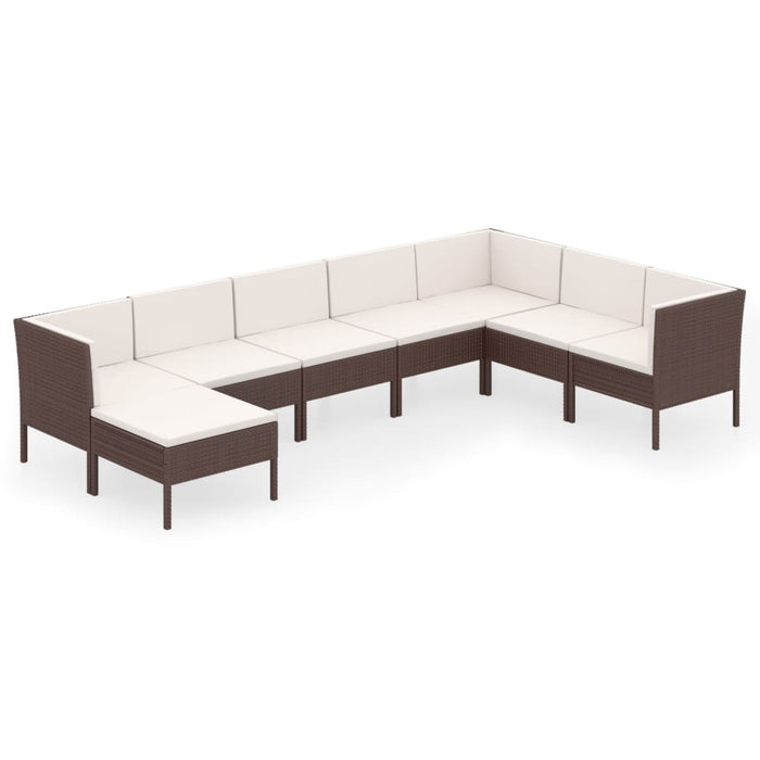 Set mobilier de grădină cu perne, 8 piese, maro, poliratan - WALTI WALTI