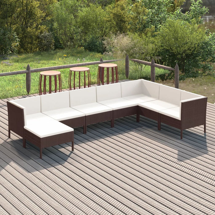 Set mobilier de grădină cu perne, 8 piese, maro, poliratan - WALTI WALTI