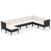 Set mobilier de grădină cu perne, 8 piese, negru, poliratan - WALTI WALTI