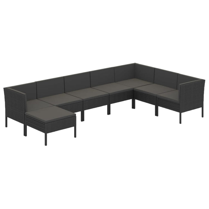 Set mobilier de grădină cu perne, 8 piese, negru, poliratan - WALTI WALTI