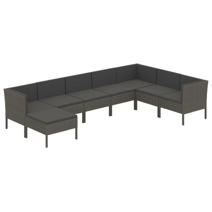 Set mobilier de grădină cu perne, 8 piese, gri, poliratan WALTI