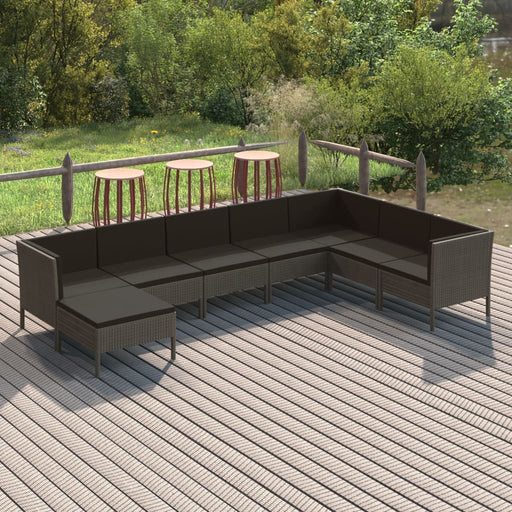 Set mobilier de grădină cu perne, 8 piese, gri, poliratan - WALTI WALTI
