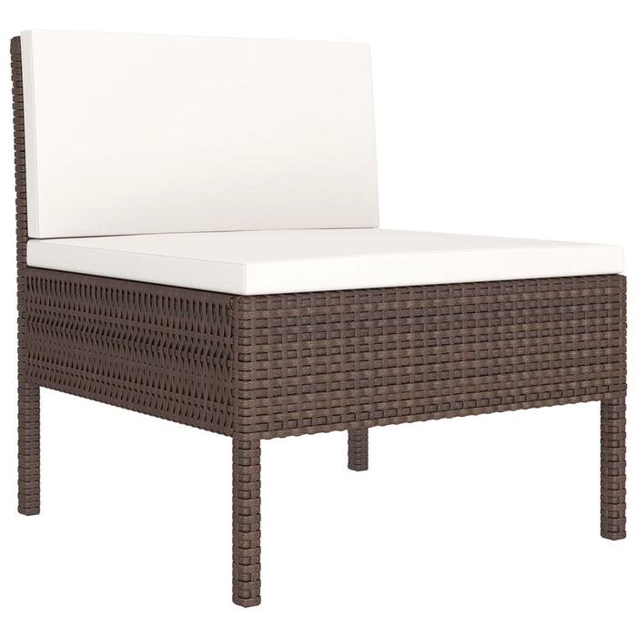 Set mobilier de grădină cu perne, 9 piese, maro, poliratan - WALTI WALTI