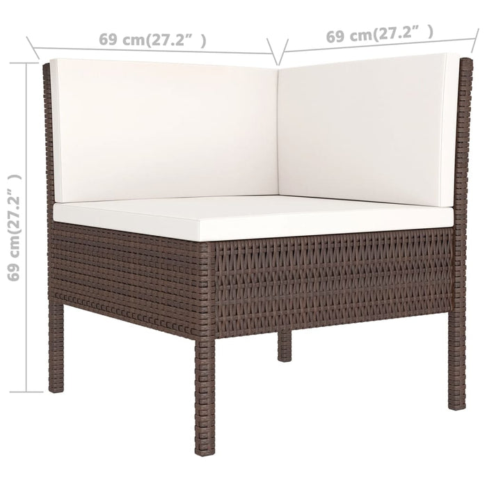 Set mobilier de grădină cu perne, 9 piese, maro, poliratan - WALTI WALTI