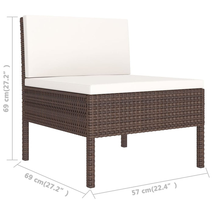Set mobilier de grădină cu perne, 9 piese, maro, poliratan - WALTI WALTI