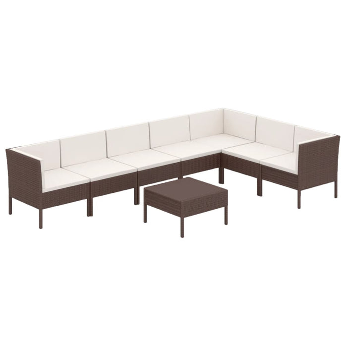 Set mobilier de grădină cu perne, 8 piese, maro, poliratan - WALTI WALTI
